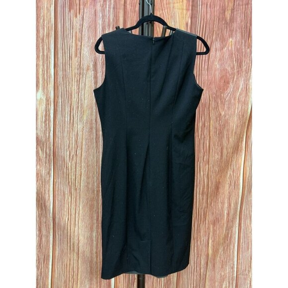 Calvin Klein Sheath Dress Women's 12 Gray Pleated Stretch Sleeveless Back Zip - Picture 2 of 5